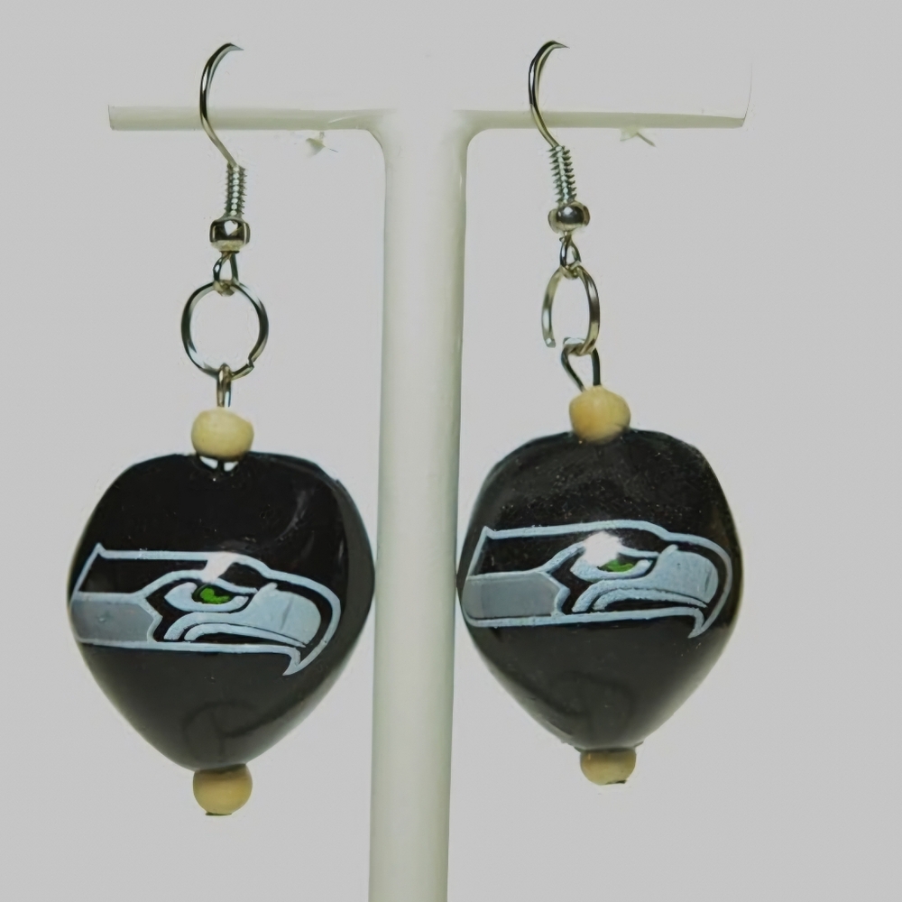 NFL Licensed Seattle Seahawks Kukui Nut Earrings
